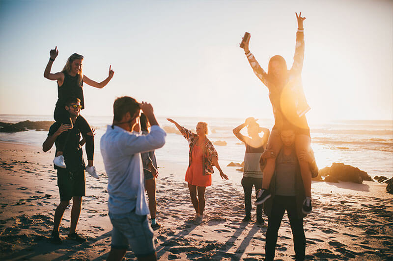 Group beach fun