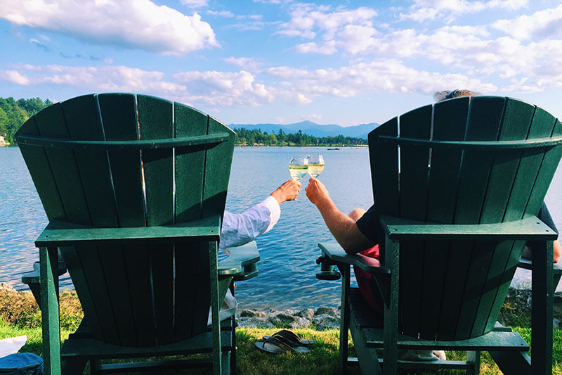 White wine by lake